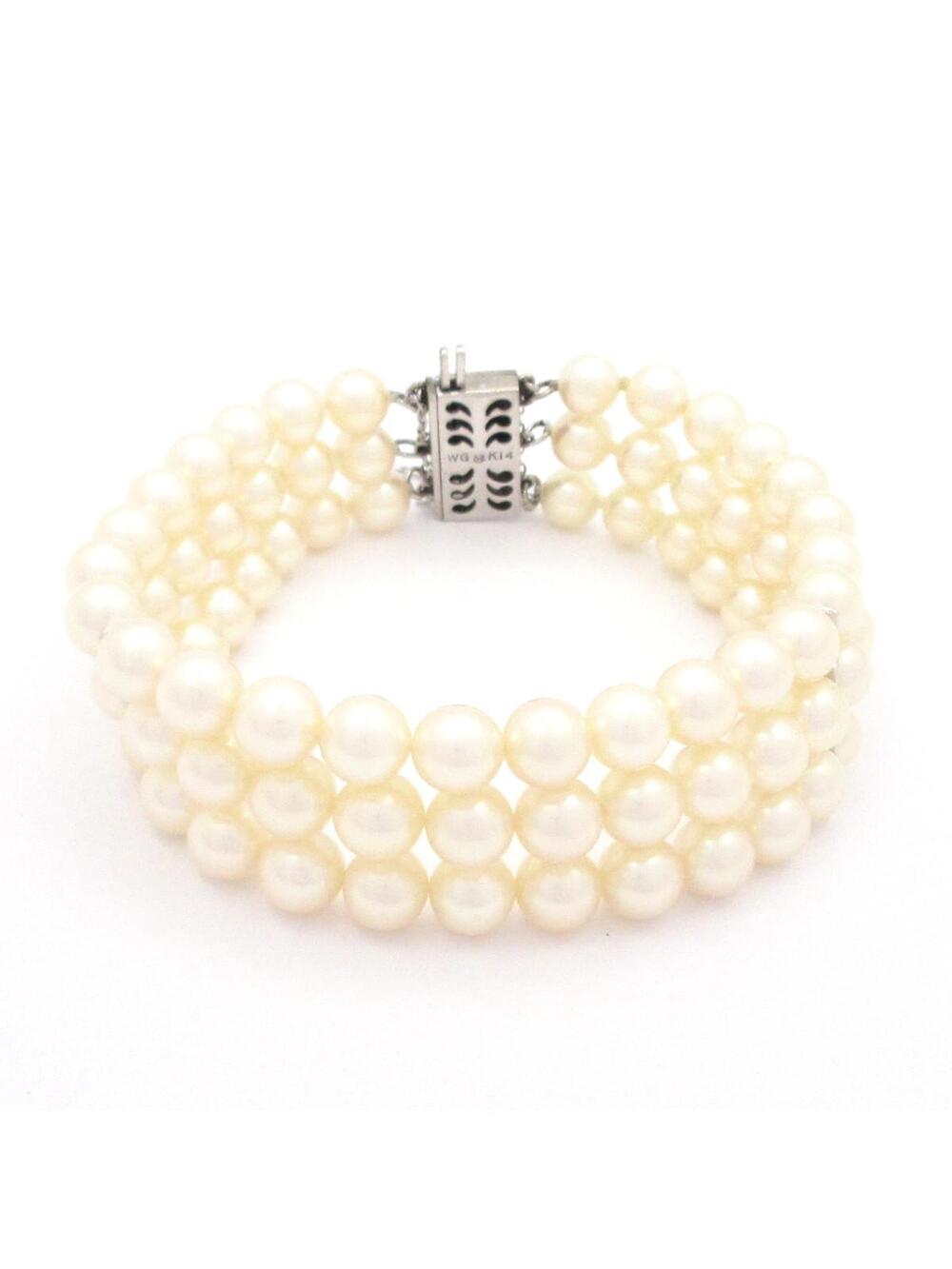 Mikimoto 14K White Gold Pearl Bracelet #277624M21B